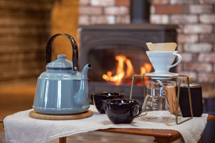 レトロホーローケトル ブルーグレー | ファイヤーサイド公式オンライン